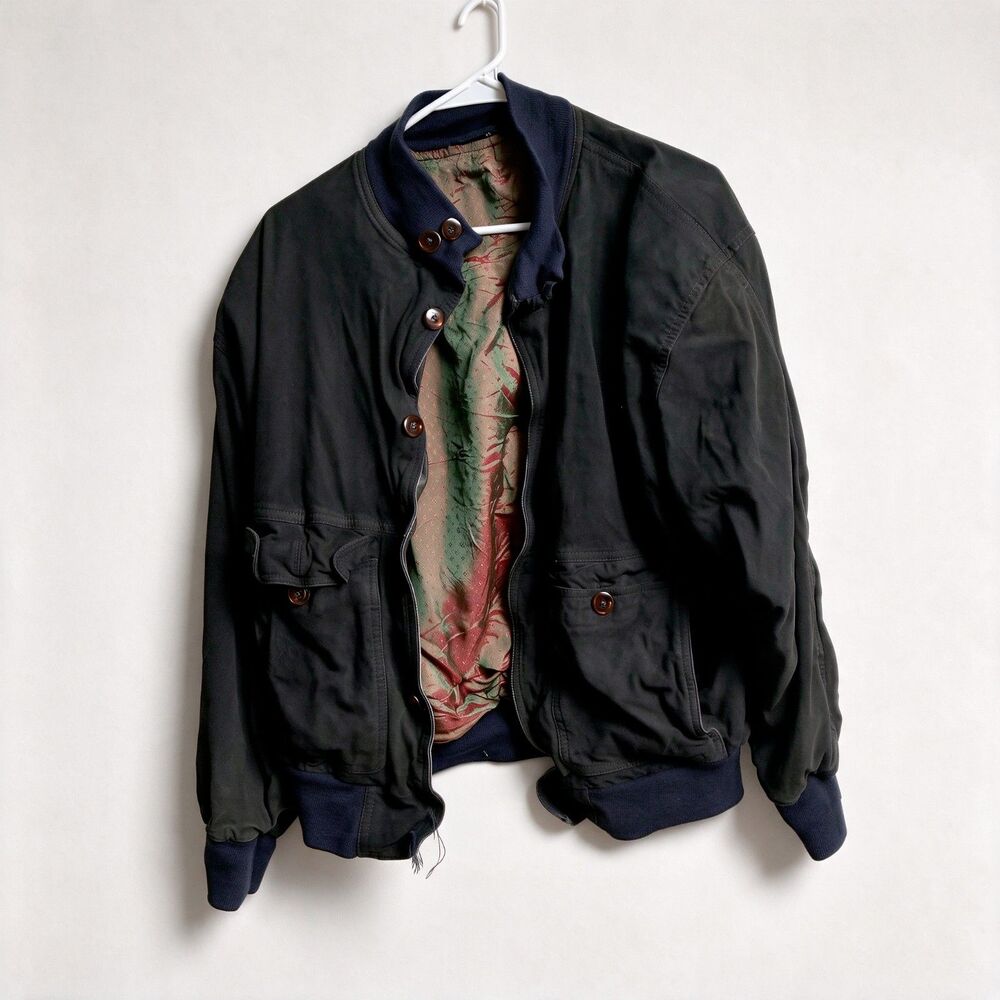 Vintage Black Military-Style Bomber Jacket M